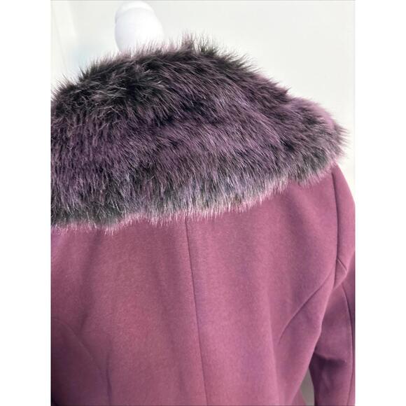 NWT White House Black Market Coat Womens Small Purple Removable Faux Fur Collar - Picture 11 of 16